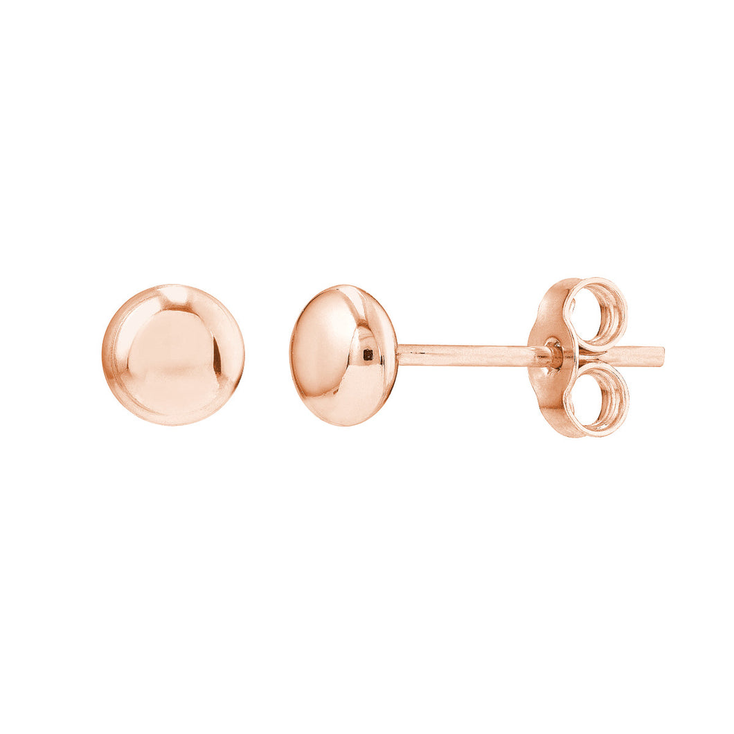 14k Rose Gold Flat Round Pebble Stud Earrings