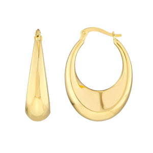 14k Yellow Gold Graduated Puff Polished Hoops