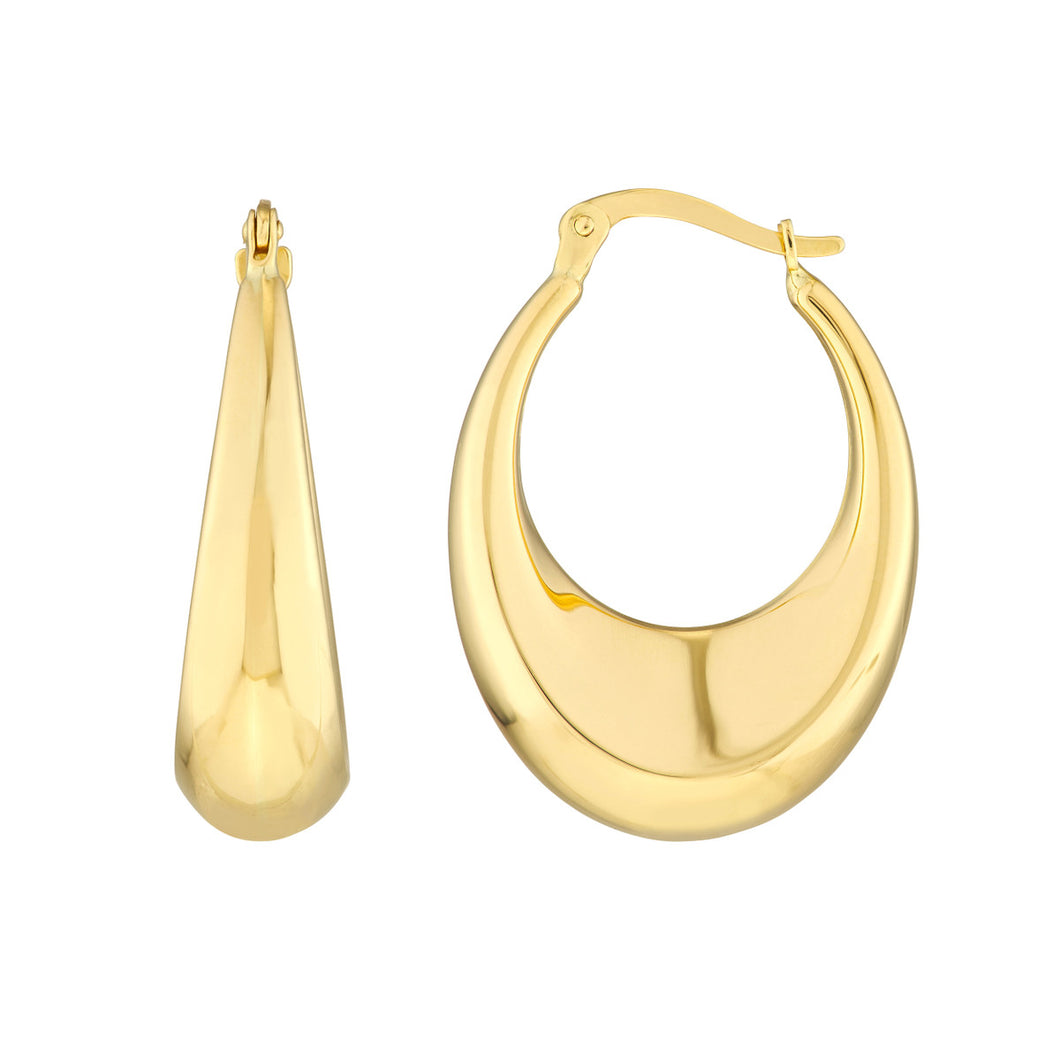 14k Yellow Gold Graduated Puff Polished Hoops