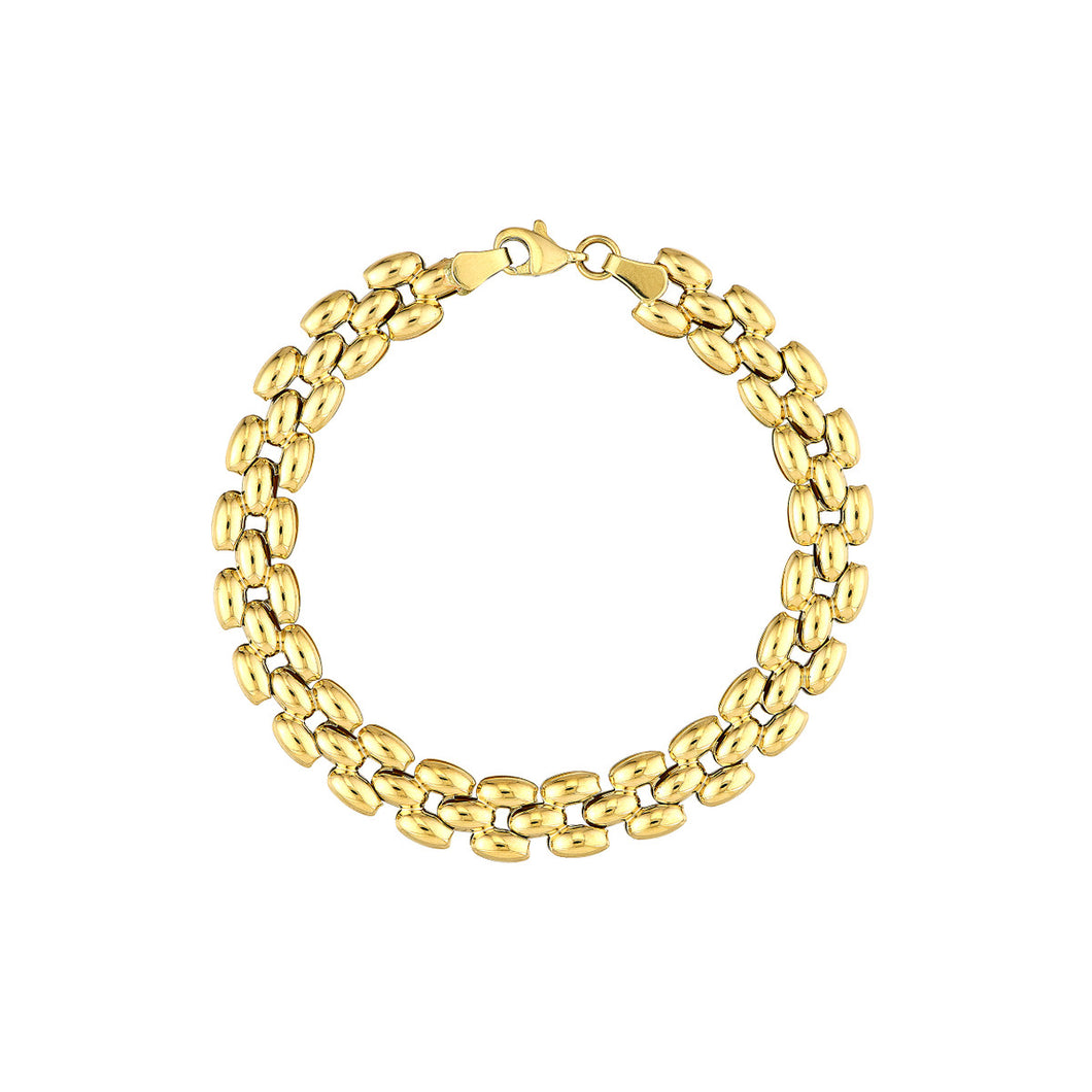 14k Yellow Gold Multi-Row Polished Chain Bracelet