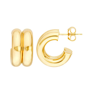 14k Yellow Gold Small Double Hoops