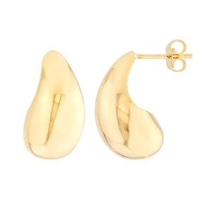 14k Yellow Gold Teardrop Domed Earrings
