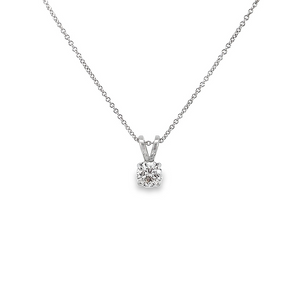 14K White Gold Diamond Solitaire Pendant