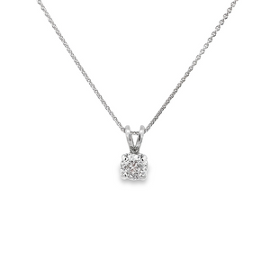 14K White Gold Diamond Solitaire Pendant