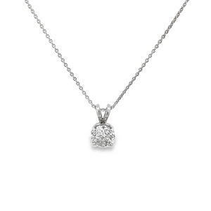 14K White Gold Diamond Solitaire Pendant