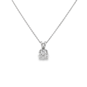 14K White Gold Diamond Solitaire Pendant