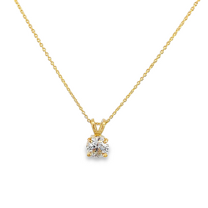 14K Yellow Gold Diamond Solitaire Pendant