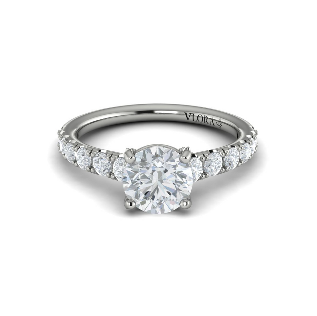 Vlora 14K White Gold Graduated Diamond Engagement Ring