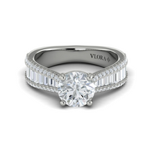 Load image into Gallery viewer, Vlora 14K White Gold Baguette Diamond Tapered Engagement Ring
