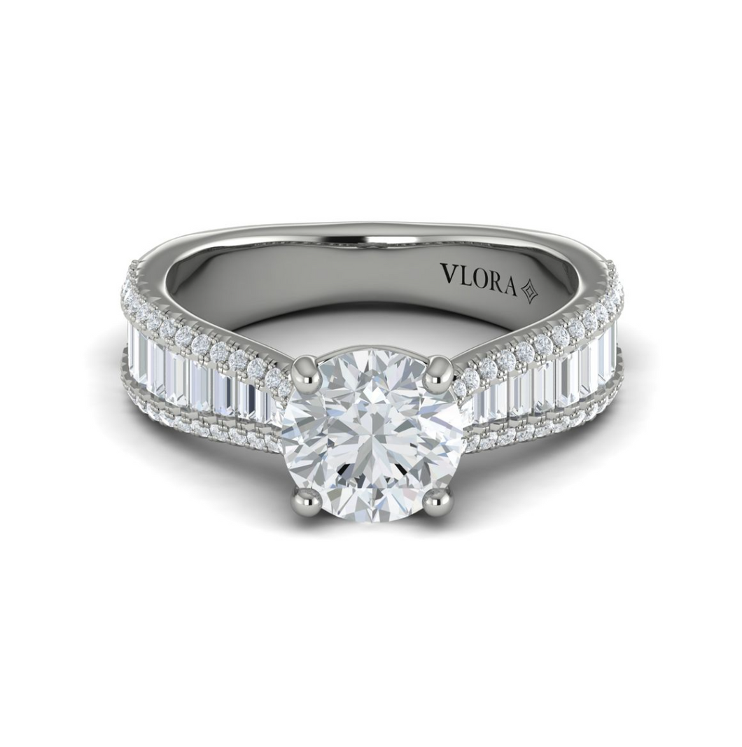 Vlora 14K White Gold Baguette Diamond Tapered Engagement Ring