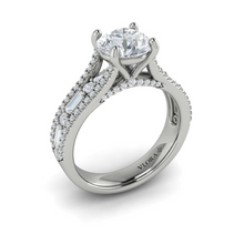 Load image into Gallery viewer, Vlora 14K White Gold Alternating Baguette &amp; Round Diamond Engagement Ring
