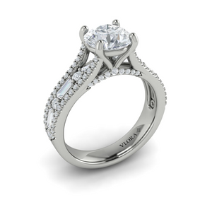 Vlora 14K White Gold Alternating Baguette & Round Diamond Engagement Ring