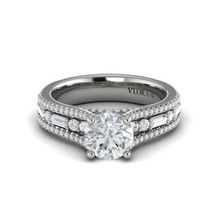 Load image into Gallery viewer, Vlora 14K White Gold Alternating Baguette &amp; Round Diamond Engagement Ring
