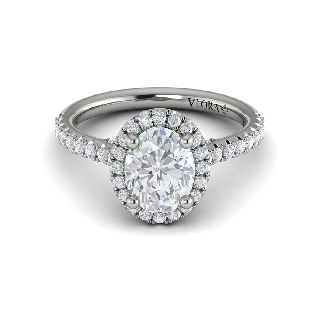 Vlora 14K White Gold Oval Halo Diamond Engagement Ring