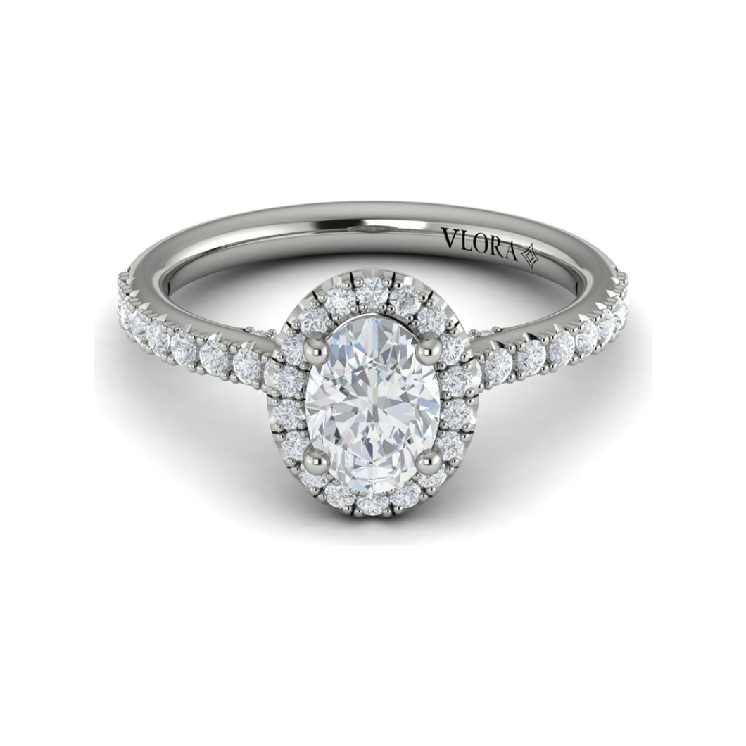 Vlora 14K White Gold Oval Halo Diamond Engagement Ring