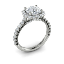 Load image into Gallery viewer, Vlora 14K White Gold Scalloped Halo Diamond Engagement Ring
