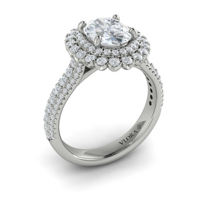 Vlora 14K White Gold Oval Double Halo Diamond Engagement Ring