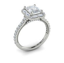Load image into Gallery viewer, Vlora 14K White Gold Baguette Halo Diamond Engagement Ring
