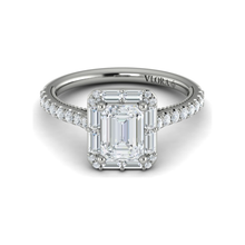Load image into Gallery viewer, Vlora 14K White Gold Baguette Halo Diamond Engagement Ring
