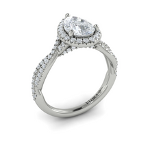 Load image into Gallery viewer, Vlora 14K White Gold Twist Halo Diamond Engagement Ring
