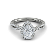 Load image into Gallery viewer, Vlora 14K White Gold Twist Halo Diamond Engagement Ring
