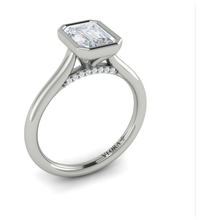 Load image into Gallery viewer, Vlora 14K White Gold Emerald Bezel Solitaire Engagement Ring
