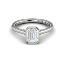 Load image into Gallery viewer, Vlora 14K White Gold Emerald Bezel Solitaire Engagement Ring
