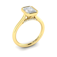Load image into Gallery viewer, Vlora 14K Yellow Gold Emerald Bezel Solitaire Engagement Ring
