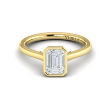 Load image into Gallery viewer, Vlora 14K Yellow Gold Emerald Bezel Solitaire Engagement Ring
