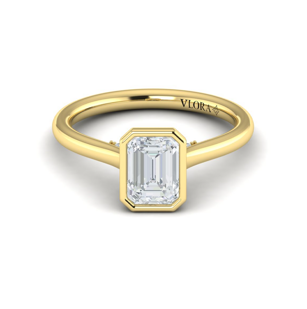 Vlora 14K Yellow Gold Emerald Bezel Solitaire Engagement Ring