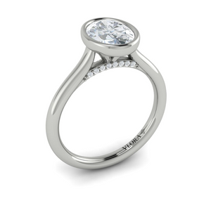 Vlora 14K White Gold Oval Bezel Solitaire Engagement Ring