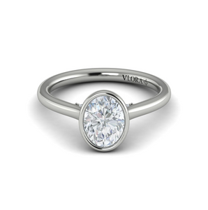 Vlora 14K White Gold Oval Bezel Solitaire Engagement Ring