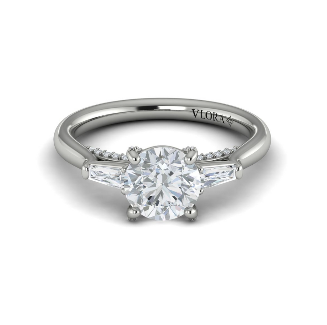 Vlora 14K White Gold Baguette 3-Stone Diamond Engagement Ring