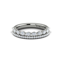 Load image into Gallery viewer, Vlora 14K White Gold Diamond Line &amp; Pear Shape Stackable Band
