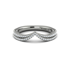 Vlora 14K White Gold Diamond Double Line Contour Band