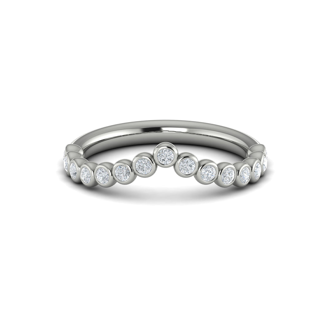 Vlora 14K White Gold Diamond Bezel Contour Band