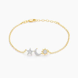 Ella Stein Sterling Silver "Sun, Moon, & Stars" Diamond Bracelet