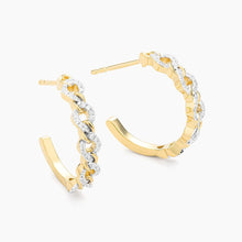Load image into Gallery viewer, Ella Stein 14k Yellow Gold Plated &quot;Mixed Link&quot; Huggie Earrings
