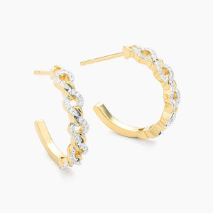 Ella Stein 14k Yellow Gold Plated "Mixed Link" Huggie Earrings