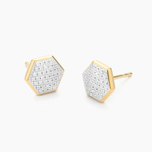 Load image into Gallery viewer, Ella Stein 14k Yellow Gold Plated Diamond &quot;Shimmering Hexa&quot; Studs Earrings
