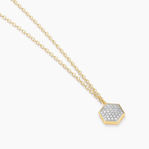 Ella Stein 14K Gold Plated Diamond "Shimmering Hexa" Necklace
