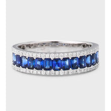 Load image into Gallery viewer, 14K White Gold Sapphire &amp; Diamond Anniversary Band

