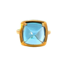 Load image into Gallery viewer, 18K Yellow Gold Blue Topaz Sugar Loaf Ring
