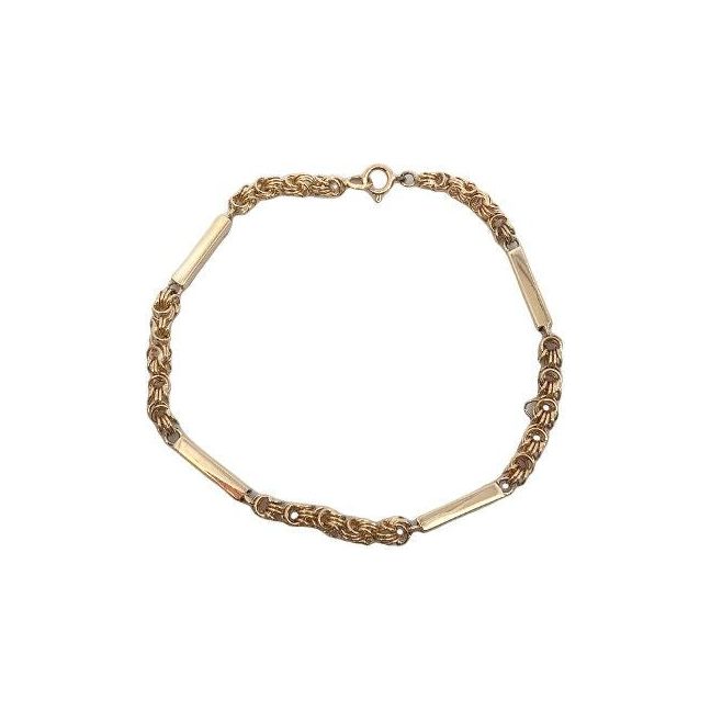 Estate 14k Gold Rolo Link Station Bracelet