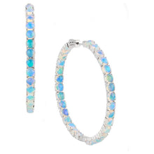 Load image into Gallery viewer, 14K White Gold Opal Inside Out Hoops
