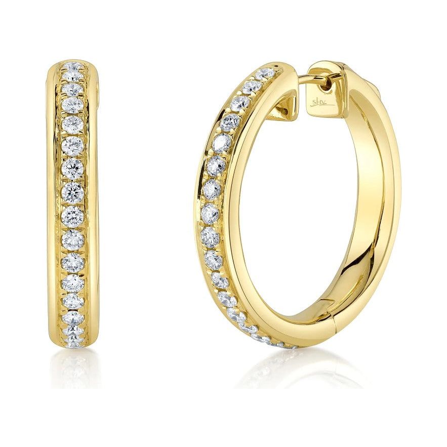 14K Yellow Gold 0.75cttw Diamond Hoop Earrings