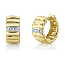 Load image into Gallery viewer, 14K Yellow Gold Diamond Bar Huggie Earrings
