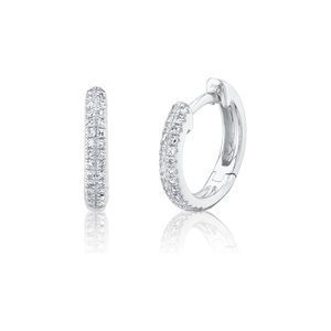 14K White Gold Diamond Double Row Huggies