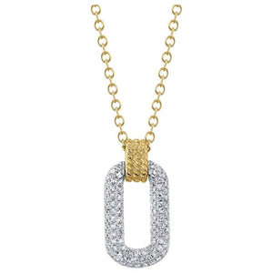 14K Yellow & White Gold Diamond Paperclip Necklace