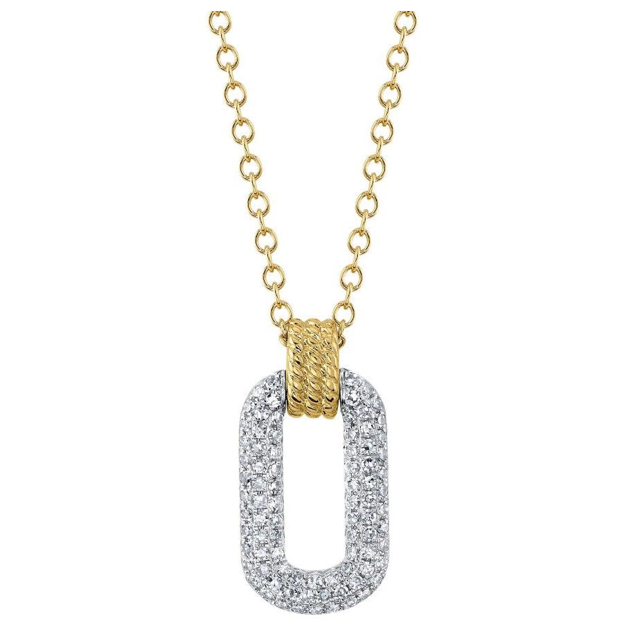 14K Yellow & White Gold Diamond Paperclip Necklace